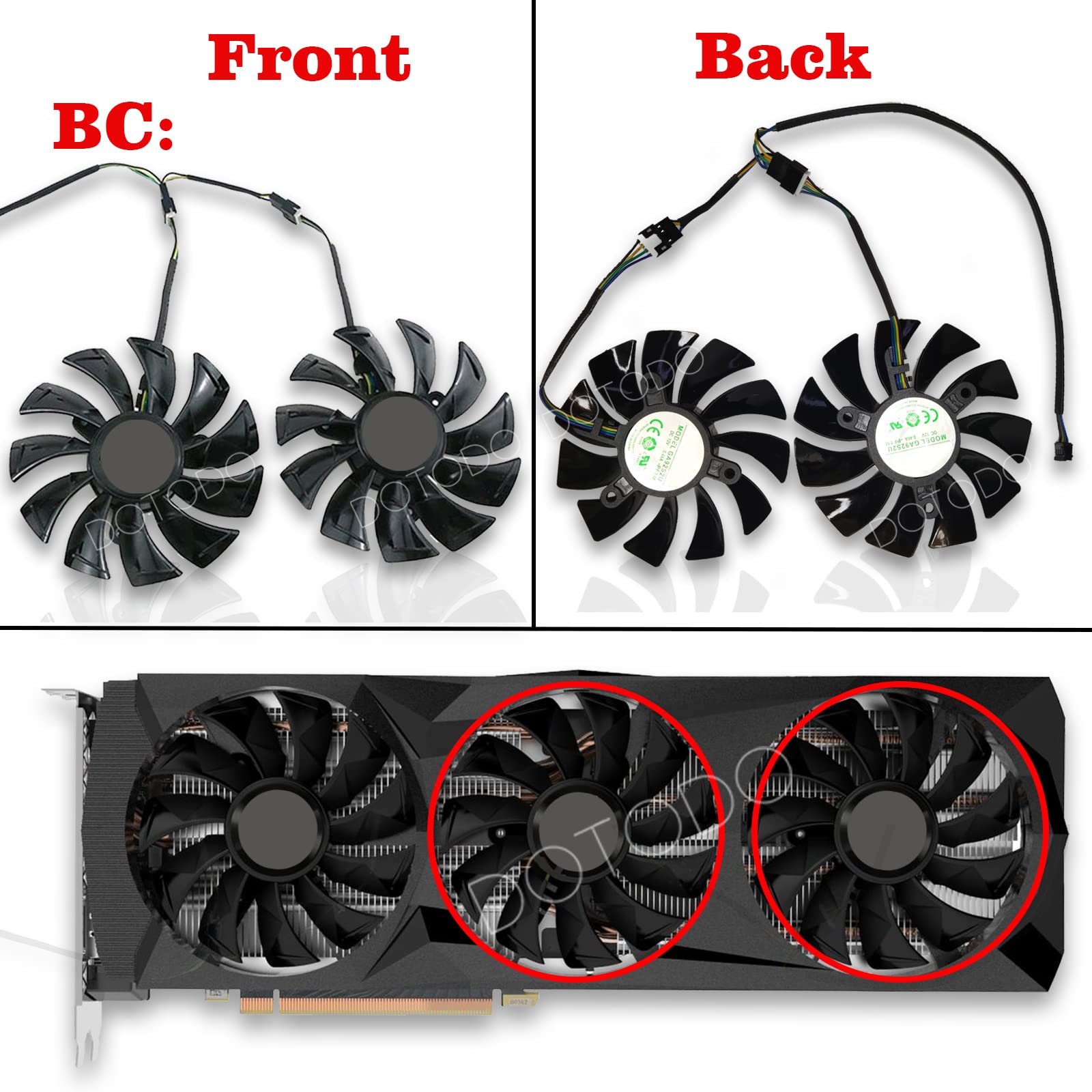 Ventilateur de refroidissement pour carte graphique ZOTAC GeForce RTX 2080 RTX 2080 Ti AMP Edition 87 mm GA92S2U DC 12 V 0,46 A 4 broches
