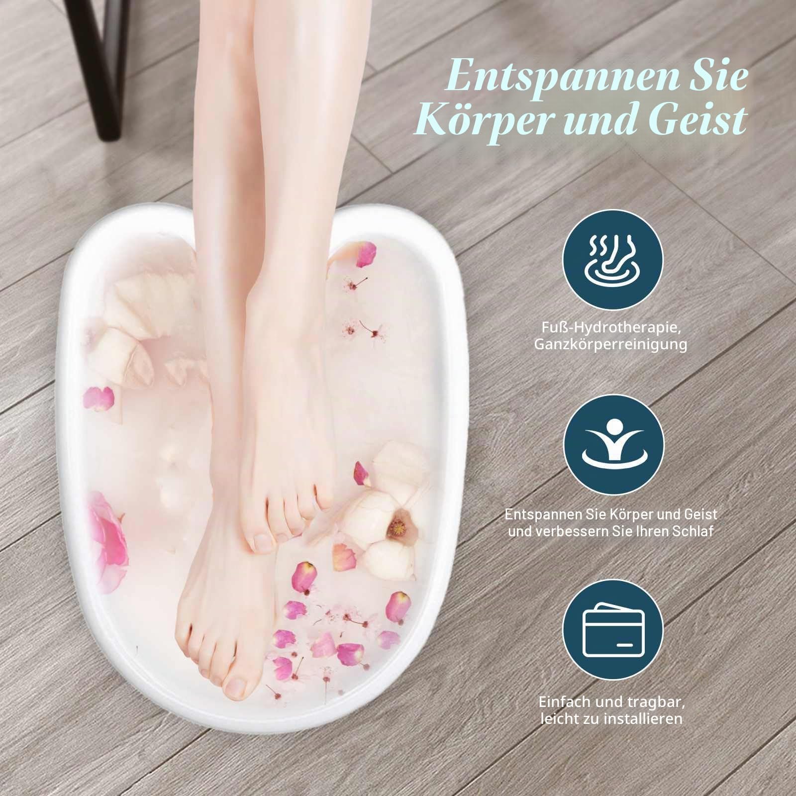 Ionisches Fußbad, Ionen Fussbad Detox, Elektrolyse Fußbad Set, tragbare Spa-Reinigungsmaschine für die Füße, mit Becken, Induktionsgerät, Tragbare Pedicure Foot Bathtub (Bassin*B)