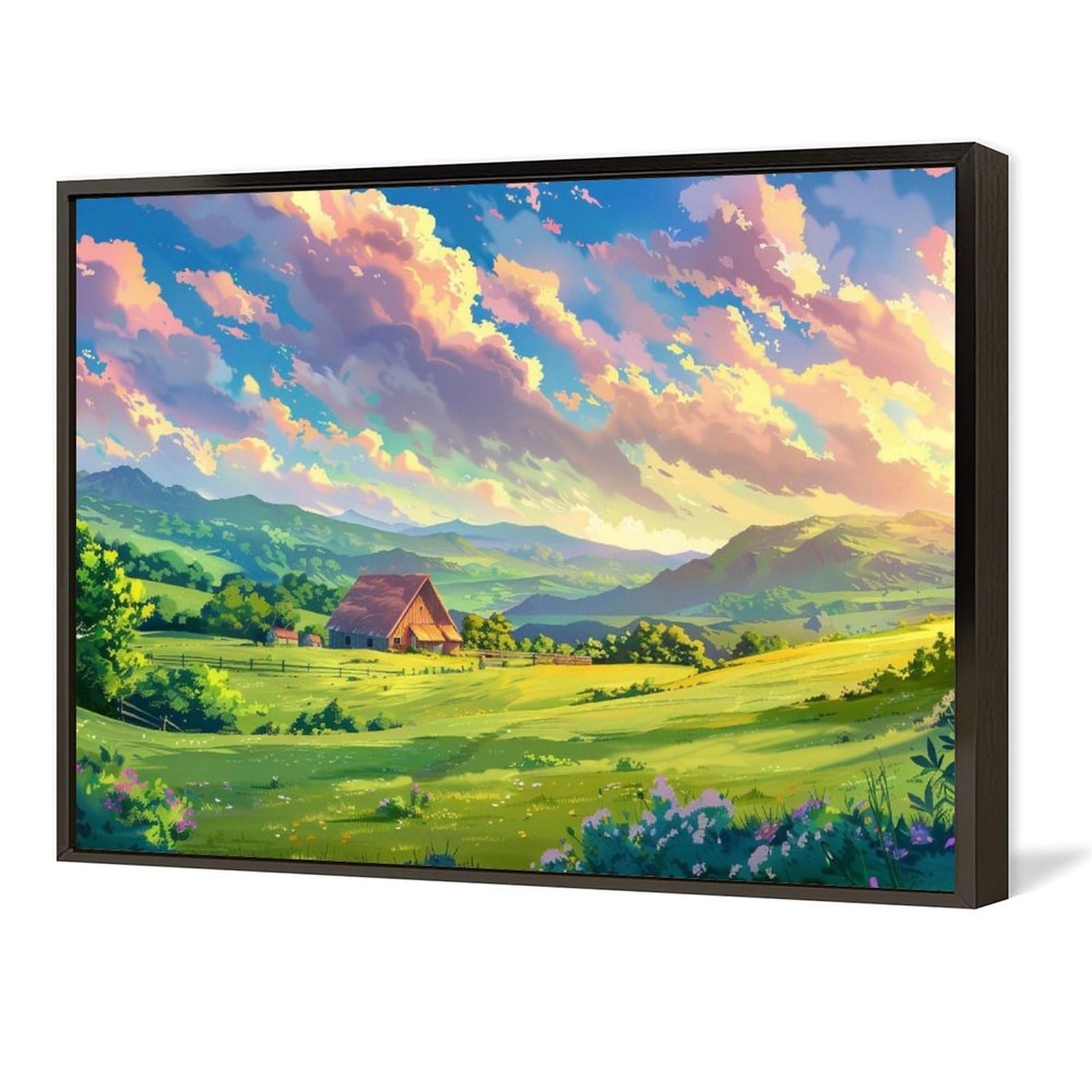 Amazon.co.jp: 絵画 美しい田畑と田園風景 アートパネル ポスター 魅力 