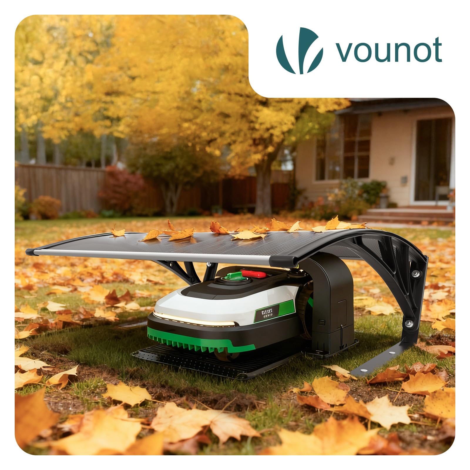VOUNOT® Garage per Robot Tagliaerba 104×80×45 cm con Piedini in Metallo, Tettoia Protettiva per Robot Rasaerba, Resistente alle Intemperie e ai Raggi UV, per Giardino e Prato, Grigio Scuro