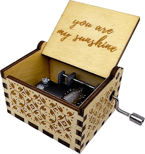 Caja de música You are My Sunshine, manivela clásica grabada cajas musicales regalos para cumpleaños, aniversario, Navidad