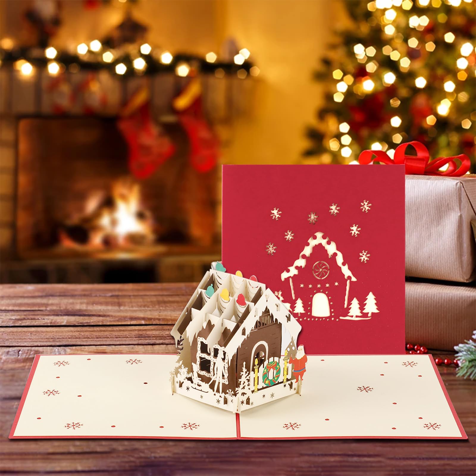 Cartes De Vœux De Noël 3D Pop-up Sapin - Avec Enveloppe - Cadeau Original Pour Famille Et Amis - Qualité Artisanale