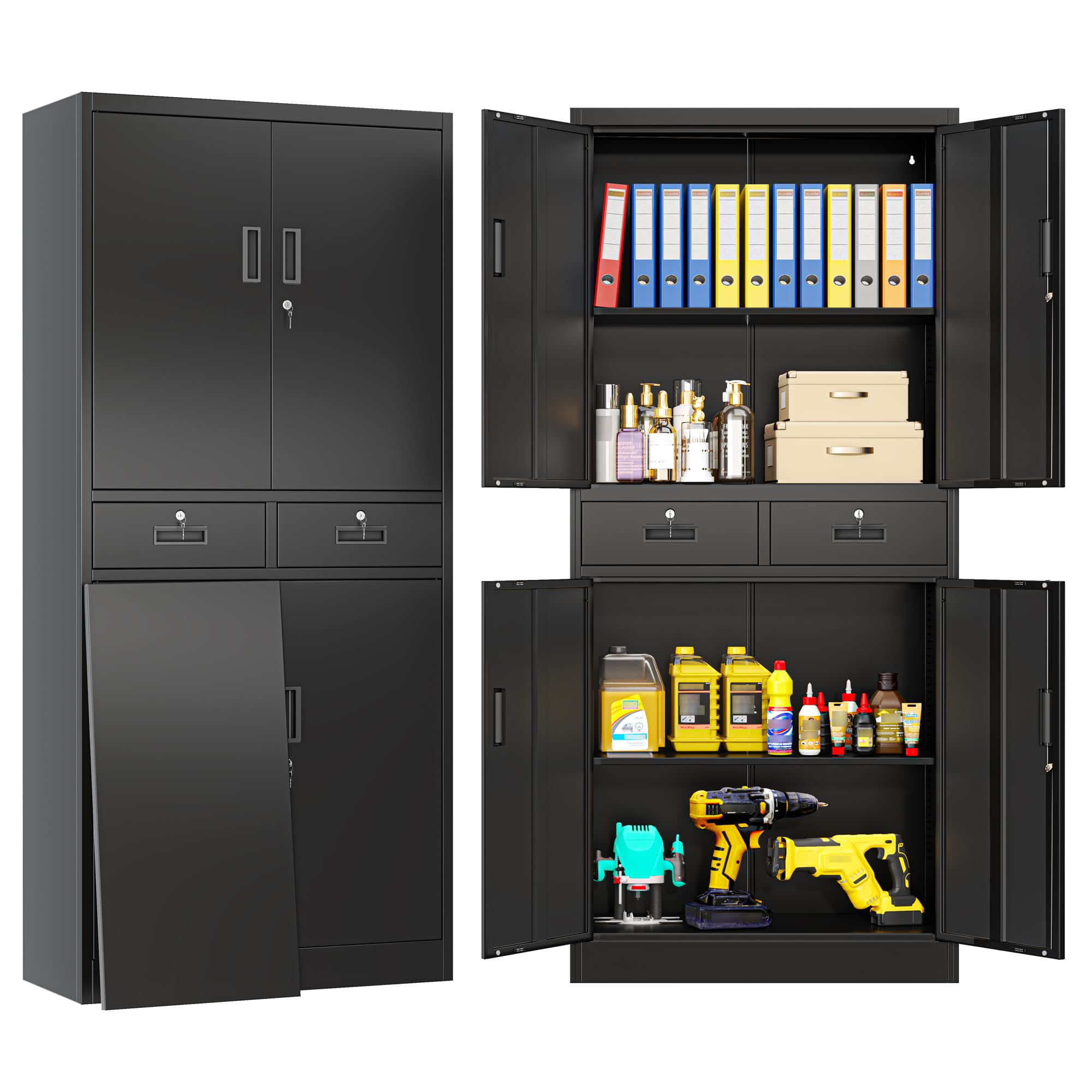 BESFUR Metal Storage Cabinet with Lockable Drawers