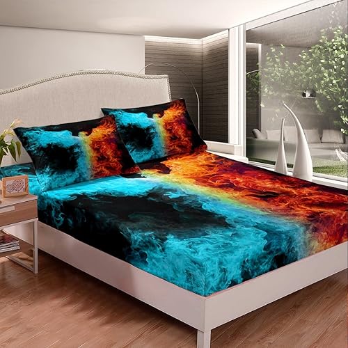 Miniatura 3 de Erosebridal Phoenix - Juego de sábanas de tamaño matrimonial, juego de sábanas bajeras de Phoenix con estampado de pájaro mágico para niños,