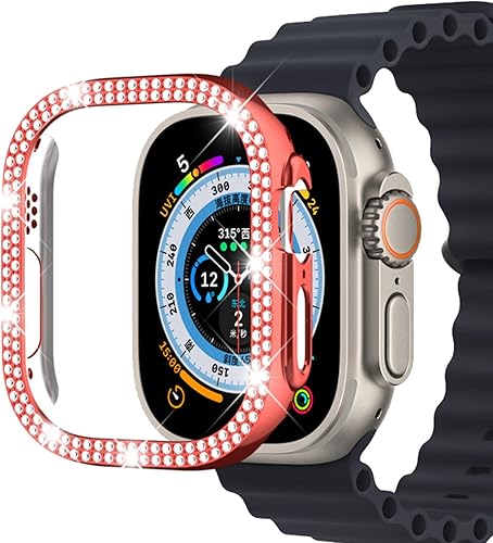 Miimall Funda para Apple Watch Ultra 2Ultra Bling de 1.732 pulgadas, cubierta facial de diamante para mujeres y niñas sin protector de pantalla,