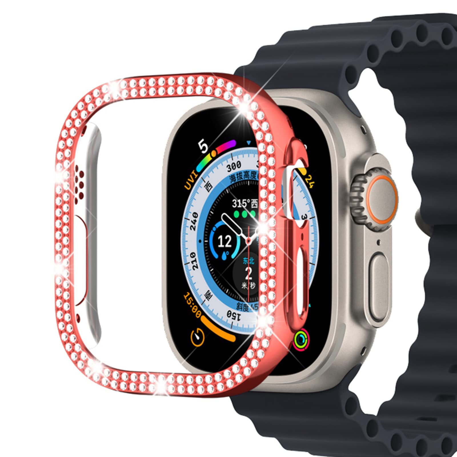 Miimall Compatible with Apple Watch Ultra 2/49mm Bling Case, Hard Bumper Case with Crystal Diamonds