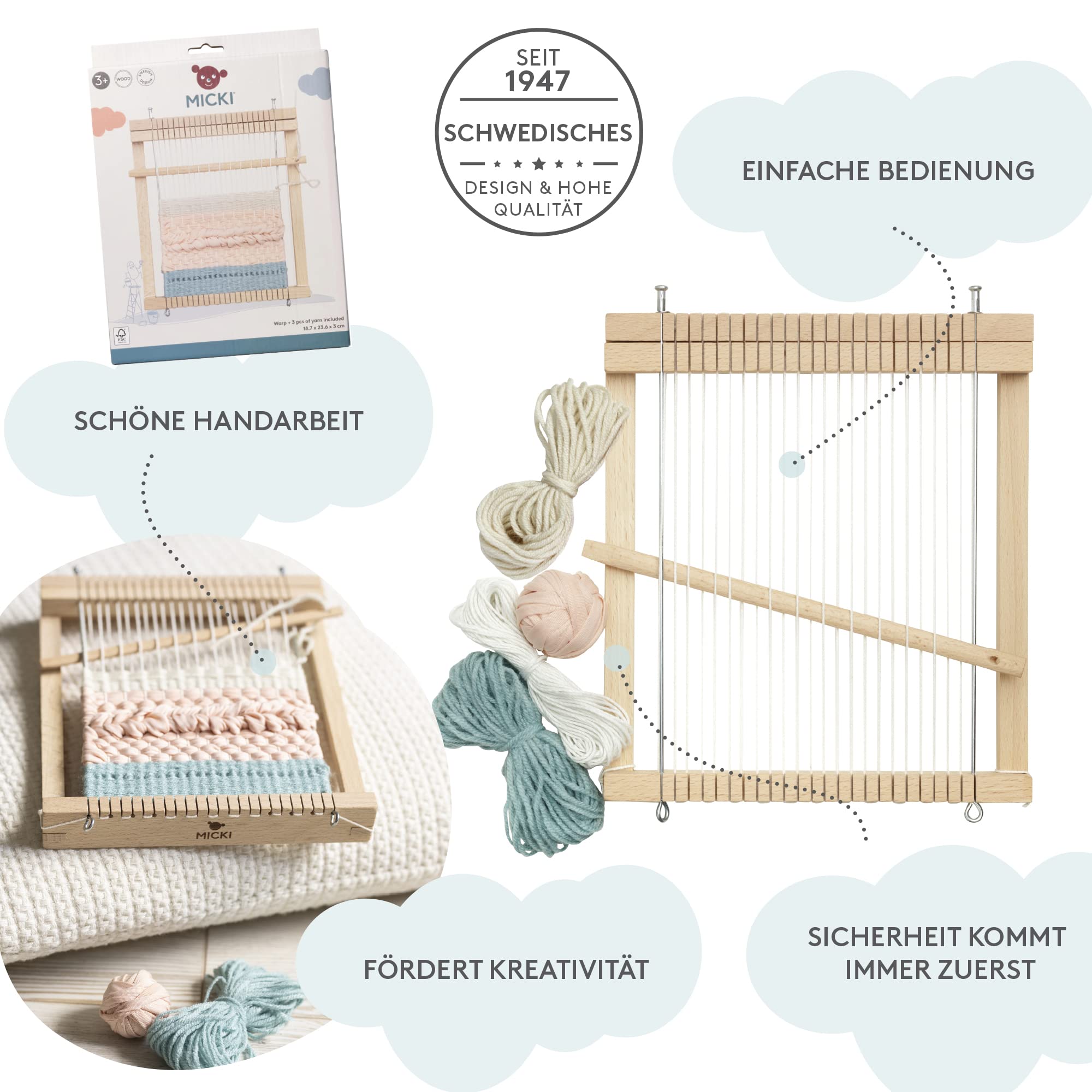 Cadre à Tisser En Bois Pour Enfants – Kit Complet Débutant Pour Créer Des Tissages