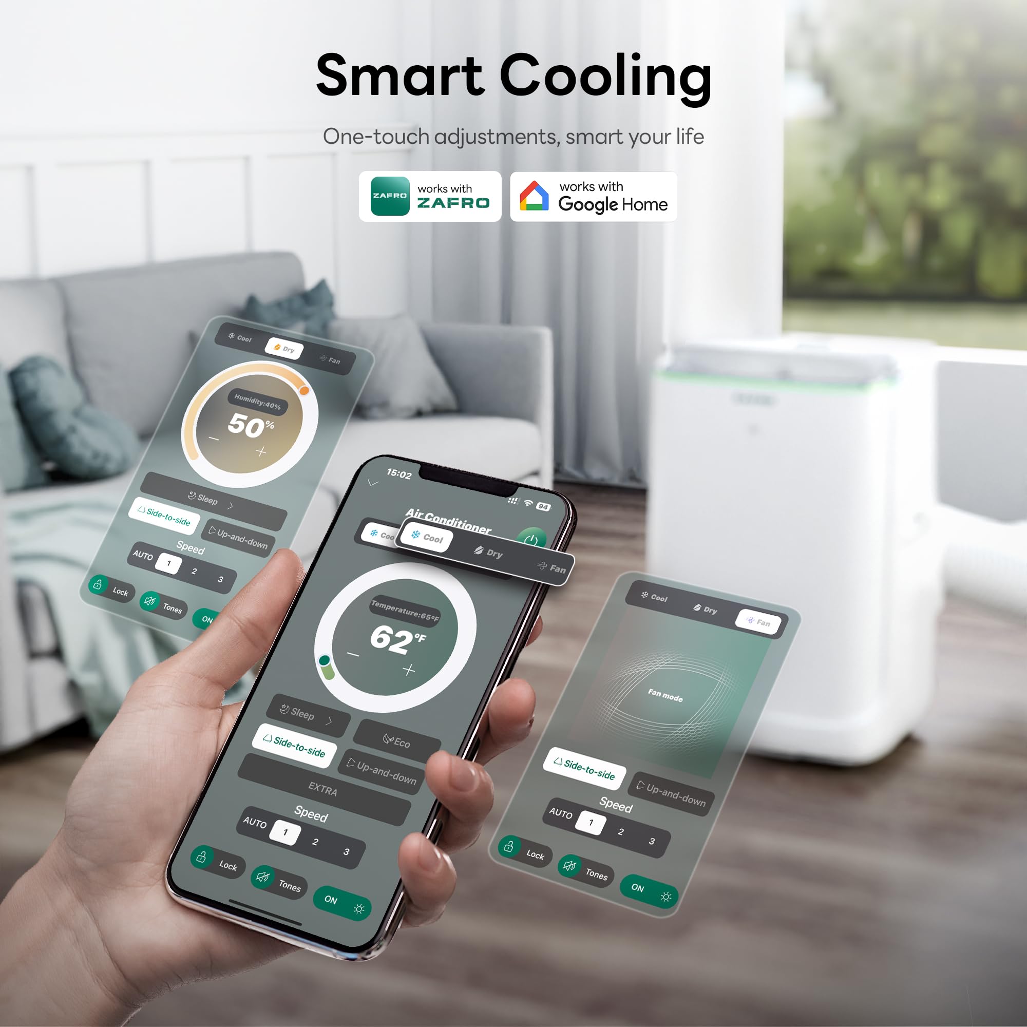 ZAFRO Smart Inverter Portable Air Conditioners 14000 BTU 10000 BTU SACC | Dual Hose Portable AC Unit with Energy SavingUltra Quiet42dB 2026Drainage-free CoolAPPRemote for Multi-Scenario Use product thumbnail 4