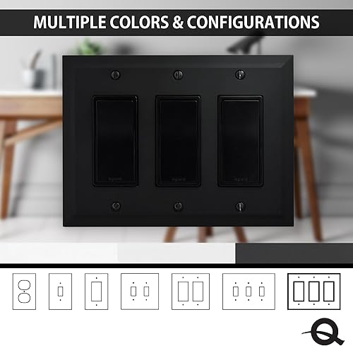 Miniatura 126 de Questech Cubiertas de tomacorrientes, placas de pared dúplex individuales, placas de interruptor de 1 banda, tamaño estándar, cubiertas de toma