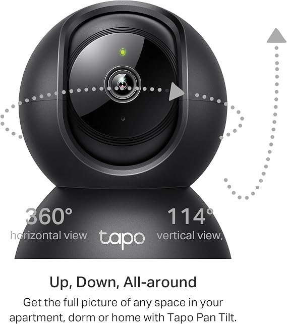 Tapo TP-Link 2K Pan/Tilt Indoor Security Camera for Baby Monitor, Pet Camera, Motion Detection & Tracking, 2-Way Audio, Cloud & SD Card Storage, Works w/Alexa & Google Home, Black, C211