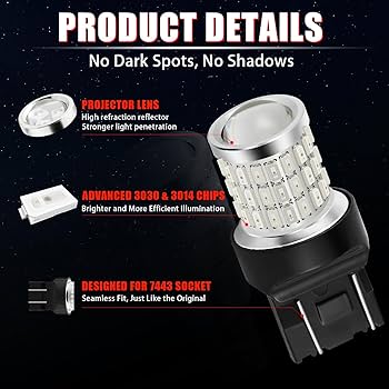 Amazon.com: iBrightstar 7443 LED Bulb Red, 7440 LED Brake
