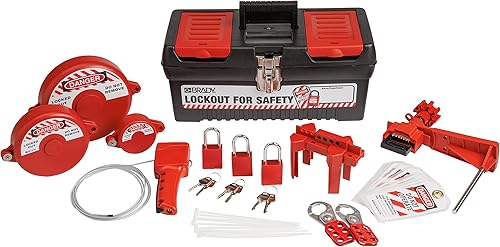 BRADY Kit de etiquetado de bloqueo con cerraduras Loto para válvulas de compuerta, válvulas de bola, universal. Incluye candados de aluminio con