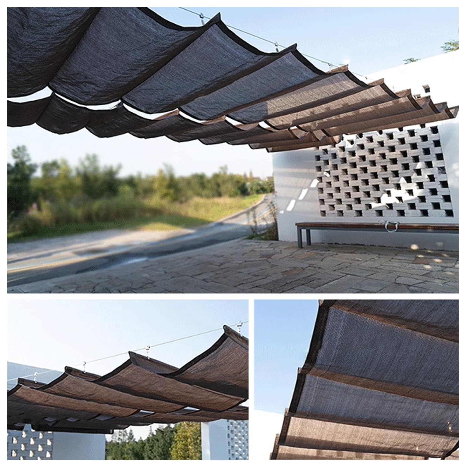 Niestandardowa chowana wodoodporna osłona baldachimu Pera, zamiennik do ogrodów, tarasów, grudnia, pawilonów (szer. 2 x dł. 12 m)