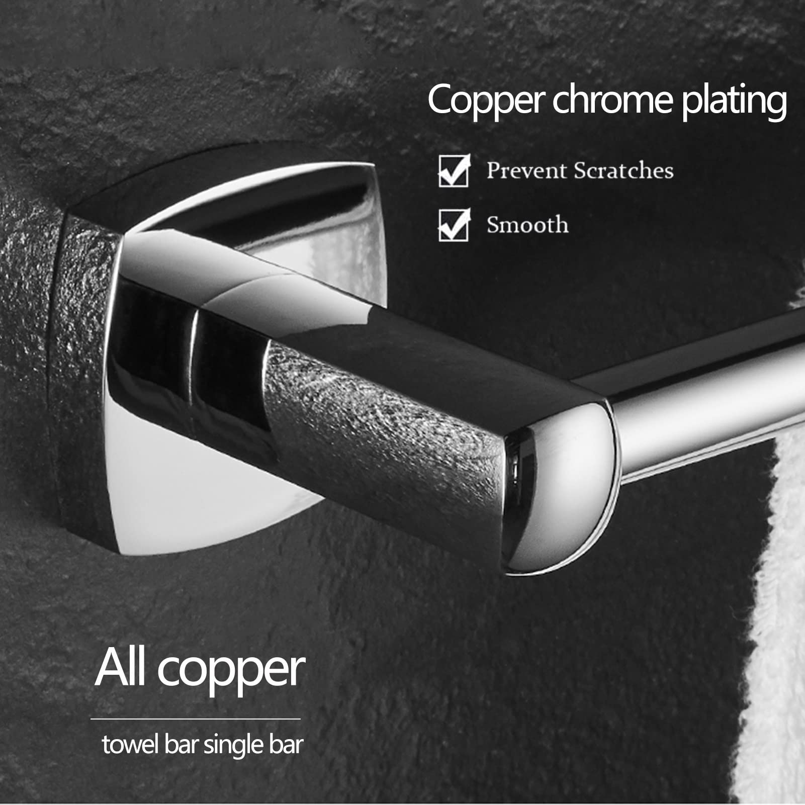 Toallero de barra de toallero, de acero inoxidable montado en la pared, estante de baño duradero para un fácil acceso, diseño contemporáneo, opciones de 30 cm a 60 cm