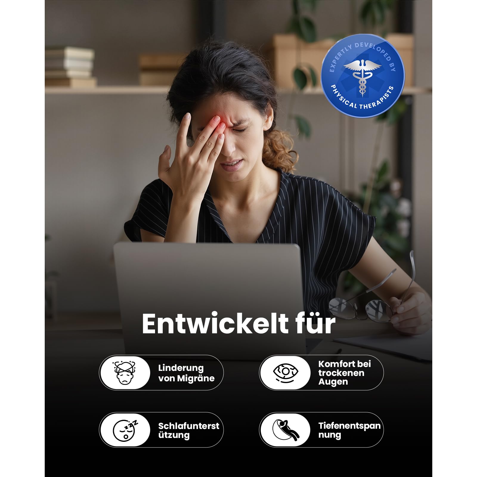 BOB AND BRAD Augenmassagegerät Grau mit Wärme und Kälte, EyeOasis 3 Elite Elektrische Augenmaske gegen Migräne, trockene Augen und Verspannungen, Geschenke für Frauen, Männer, Ihn und Sie