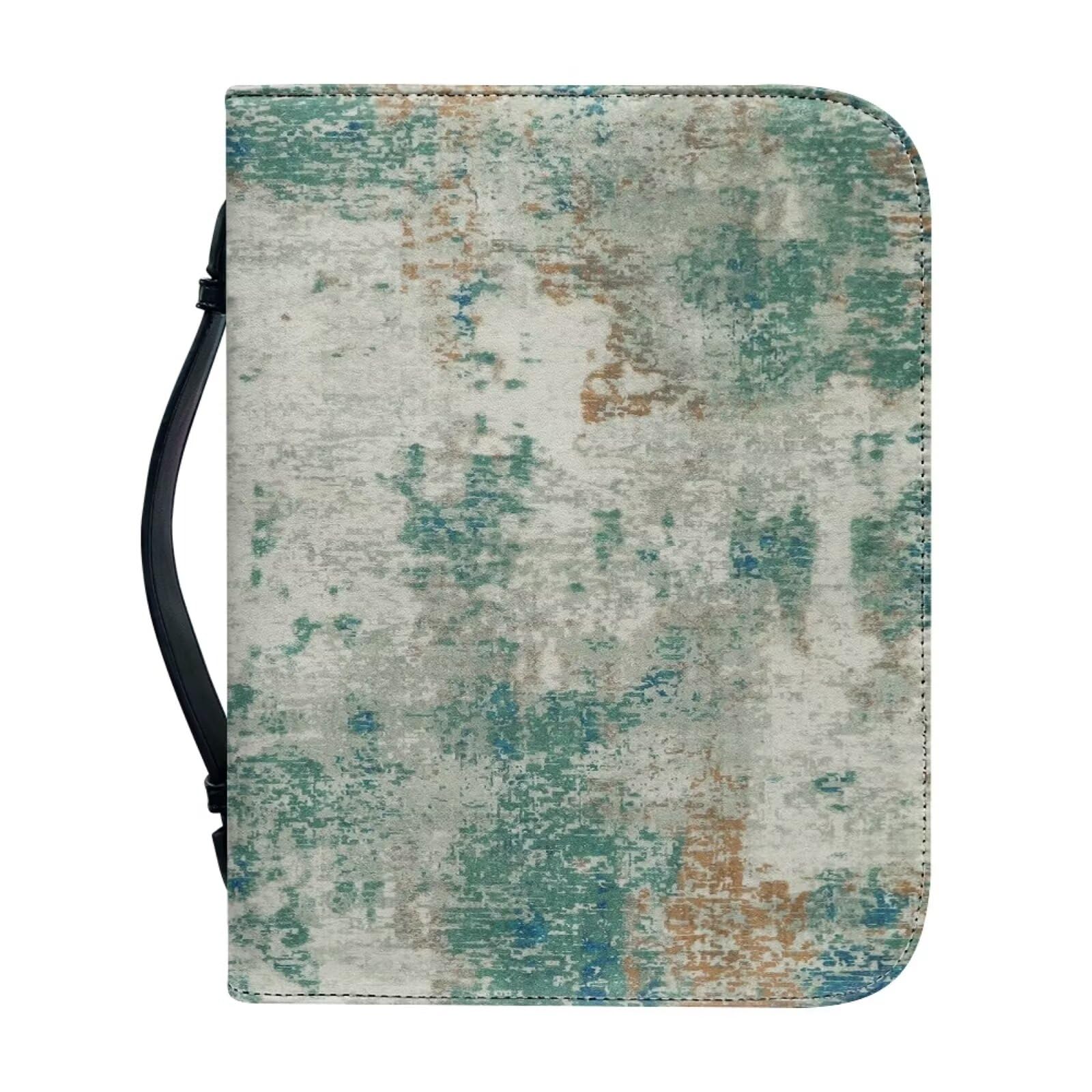 WUYOJUXA Retro Style Bible Book Cover for Women Men Portable Protective Bag for Bible Study Supplies Accessories Carrying Book Case Church Bag with Durable Handle Christian Gifts for Women-size：L