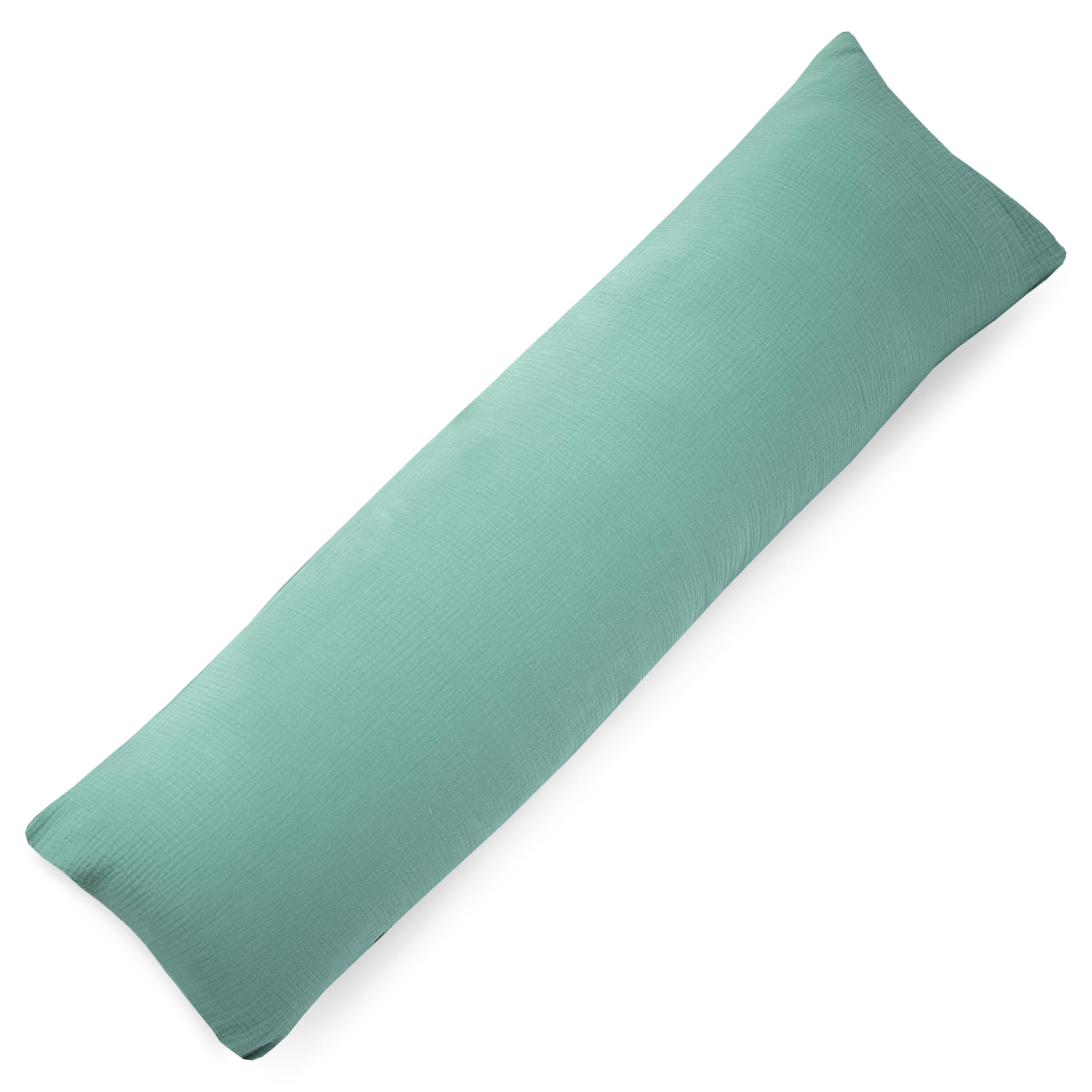 PinkZebra Bio-Musselin 40 x 140 cm Kopfkissenbezug aus 100% Organik Baumwolle, Kissenhülle Bezug mit Reißverschluss, Made in EU., Smaragd