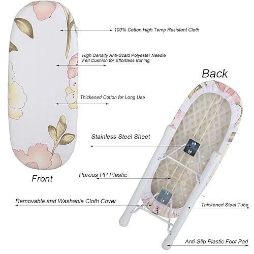 Miniatura 5 de Mini tabla de planchar plegable, ahorro de espacio, tabla de manga básica para el hogar, viajes, puños, cuello, mesa de manipulación con patas