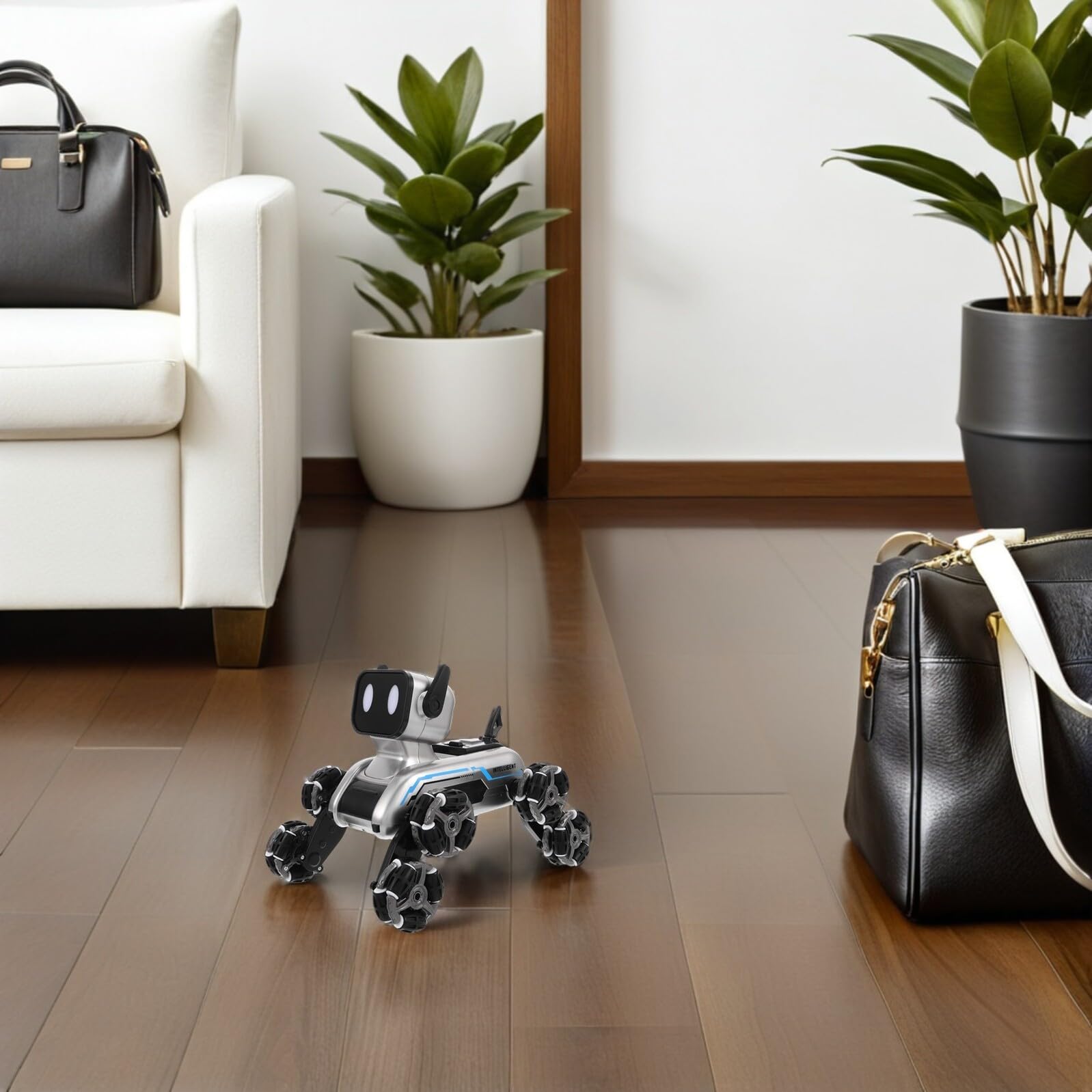 Cane Robot Intelligente Programmabile per Ragazzo Ragazza Ragazza Giocattolo Elettronico Doppia Modalità Rilevamento Gestuale Ruote Adatte Qualsiasi Superficie per Ragazzi e Ragazz