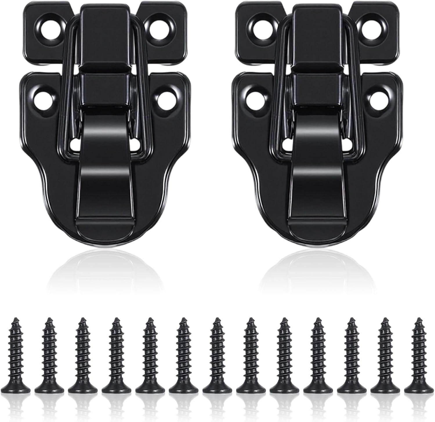 2 PCS Small Toggle Hasp Latch with Hardening Screws, Metal Tool Box Buckle Latches Hardware Black Duckbilled Jewelry Box Latch Locks Replacement Chest Latches for Cabinet Door Guitar Case Wooden Boxes