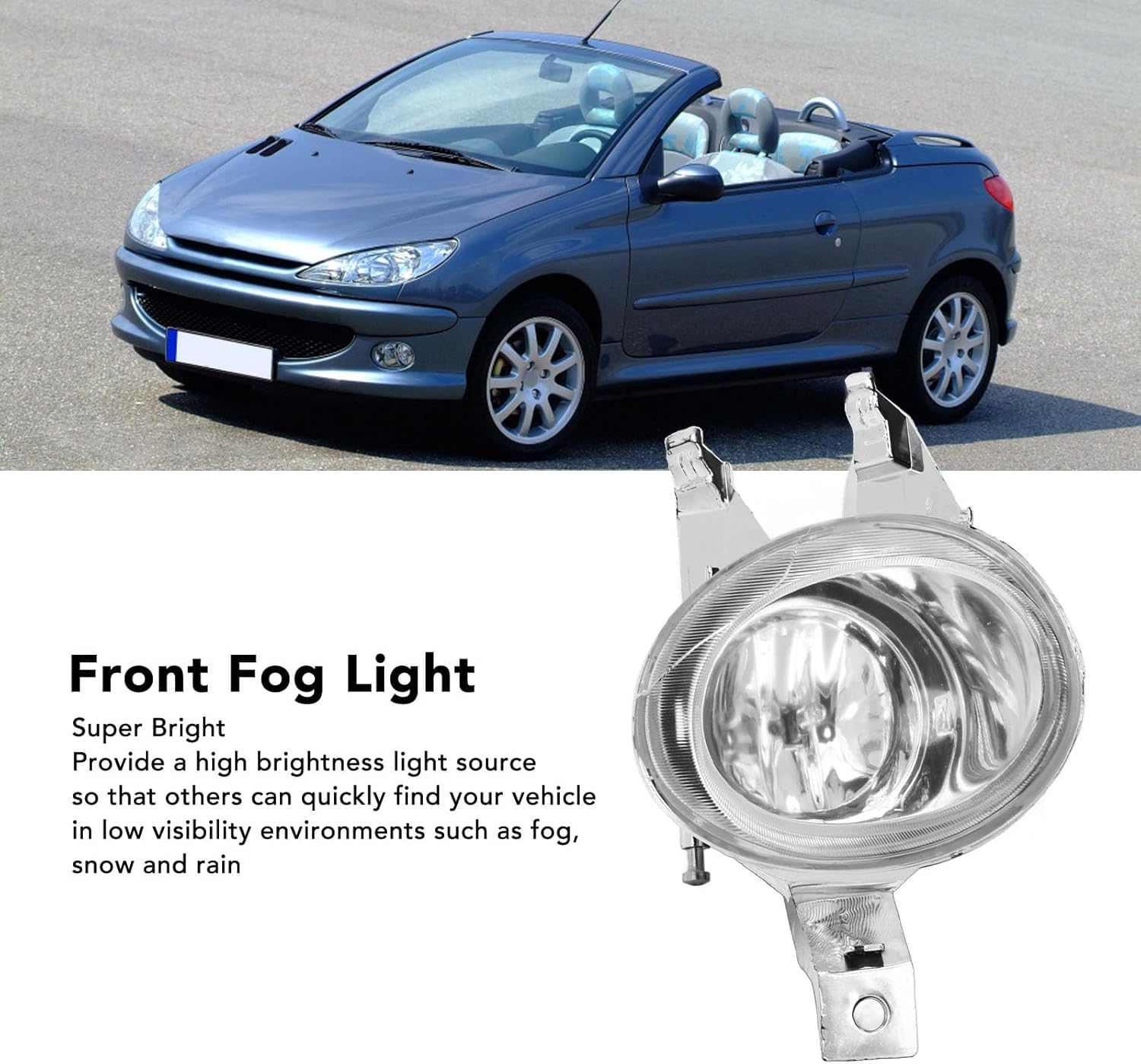 Front LED Fog Light, Fit for 206 2000-2008, Front Bumper Accessories Driving Light, Front Bumper Fog Lamp (Right 6205T2)