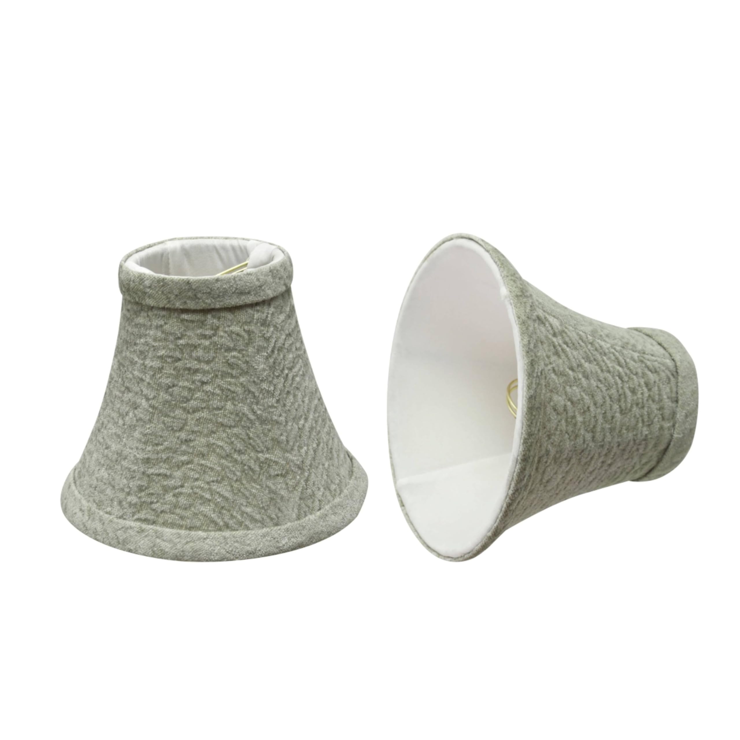 Aspen Creative 30054-2, Bell Clip-On Chandelier Lamp Shade, Light Grey, 3" Top x 6" Bottom x 5" Slant Height, Set of 2