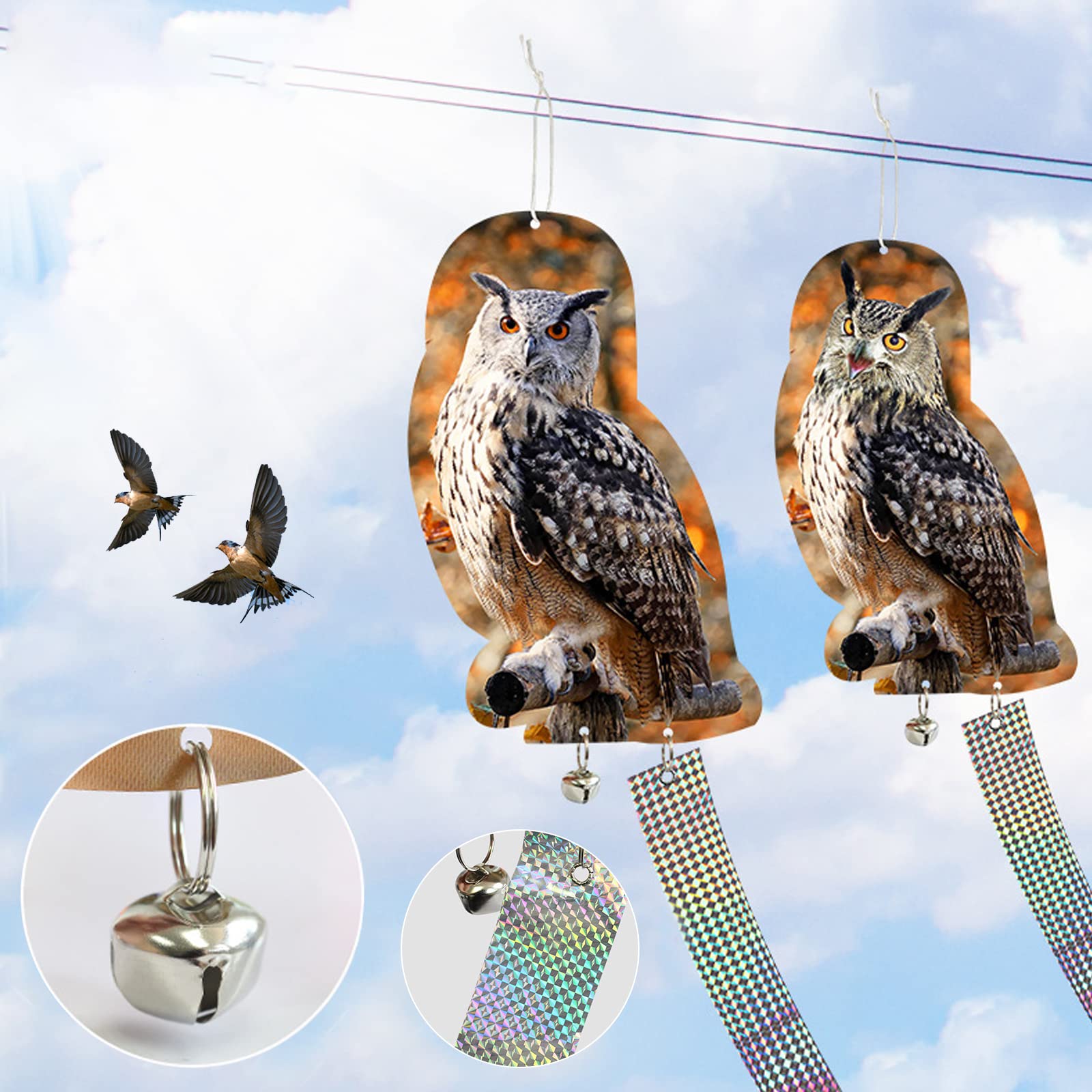 Amazon | aninako 鳥よけ フクロウ＋キラキラテープ 2枚 鳥よけグッズ
