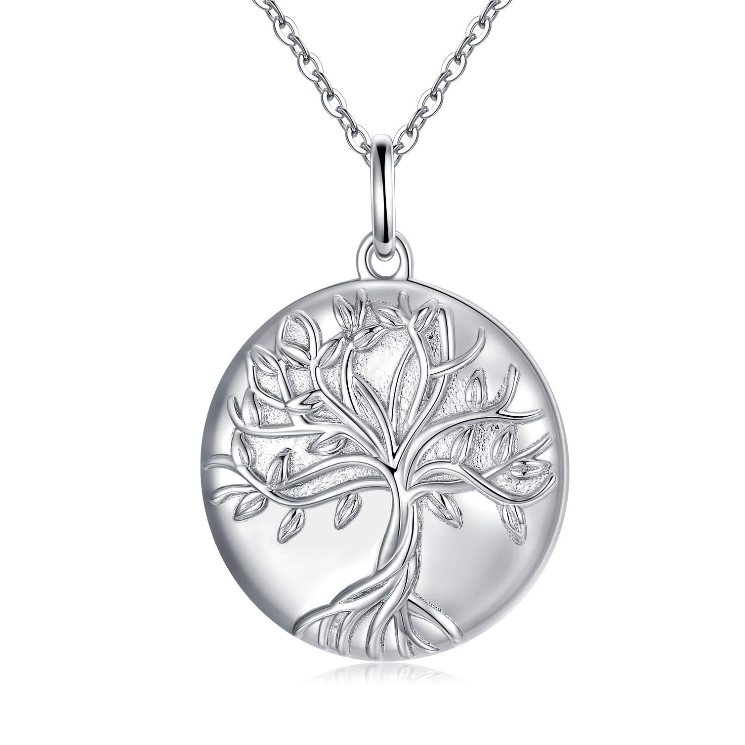 CUOKA MIRACLETree of Life Locket Necklace 925 Silver Round Locket Necklace for Women Tree of Life Photo Locket Necklace that Hold Pictures Family Locket for Mom Grandmother Valentine's Day/Mother's Day Gifts