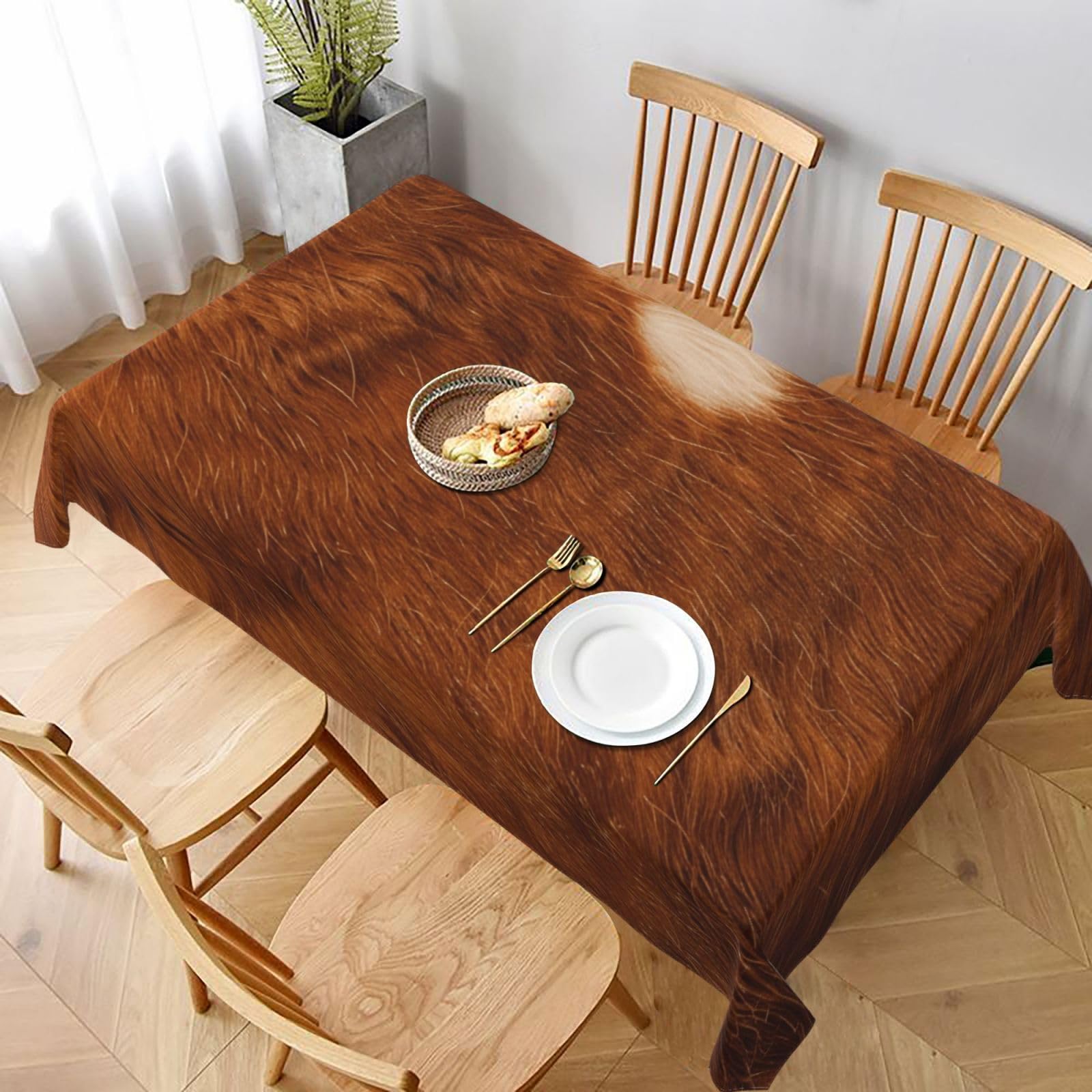 WPKJU red Brown Cowhide Printed Tablecloth 60x90 in Water Resistant Table Cover Washable Rectangle Table Cloth for Dining Tables