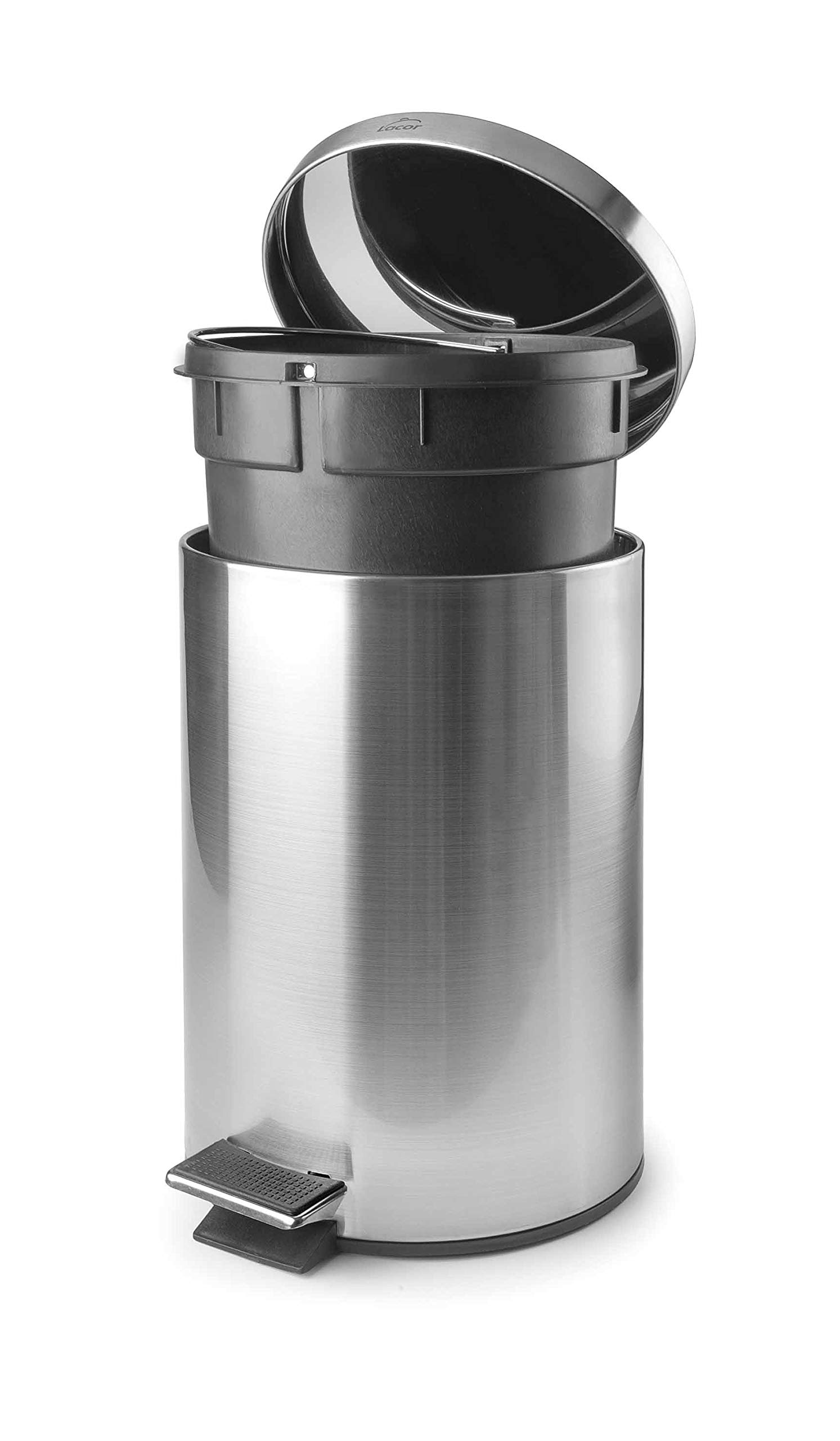 Lacor 63312- Pattumiera Inox con Pedale e Coperchio 12 Litri | Realizzato in acciaio inossidabile alimentare; alta resistenza alla corrosione e usura quotidiana in cucina