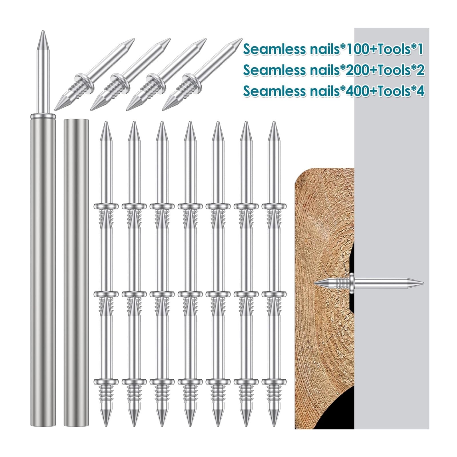 400/100pcs Double-Head Invisible Nails Wood Nail Fastener Skirting Thread Seamless Metal Line Without Marks(400PCS)