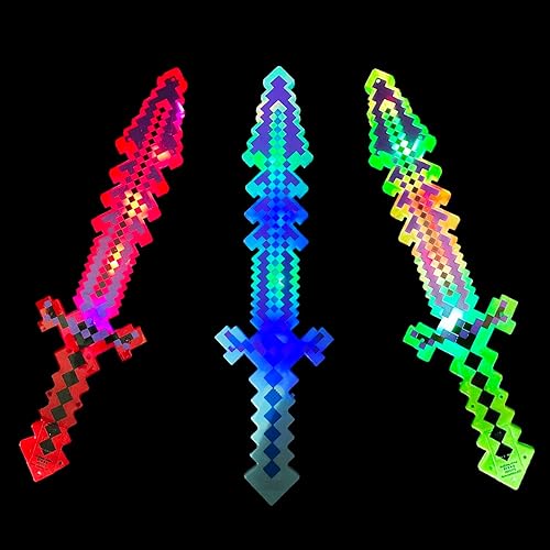 Miniatura 4 de mushroomcase Espada de píxeles de diamante LED de 24 pulgadas con luz LED activada por movimiento y luces intermitentes, suministros de fiesta de