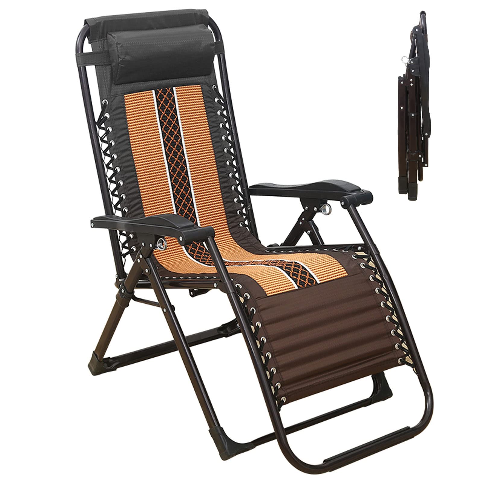 Chaise zero gravity pliante grand format avec coussin en soie de glace pour camping