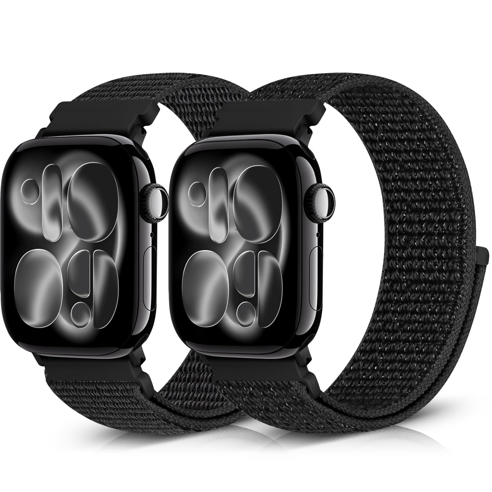 Runostrich Nylon Sport Strap Compatible with Apple Watch Strap 49mm 46mm 45mm 44mm 42mm 41mm 40mm 38mm Women Men, Adjustable Solo Loop Bands for iWatch Series 11 10 9 8 7 6 5 4 3 SE Ultra, 2 Pack