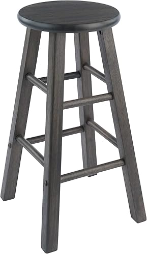 Miniatura 6 de Ergode Juego de taburetes de madera para mostrador, color gris ostra, juego de 2 piezas, madera maciza, capacidad de peso de 220 libras, estable y