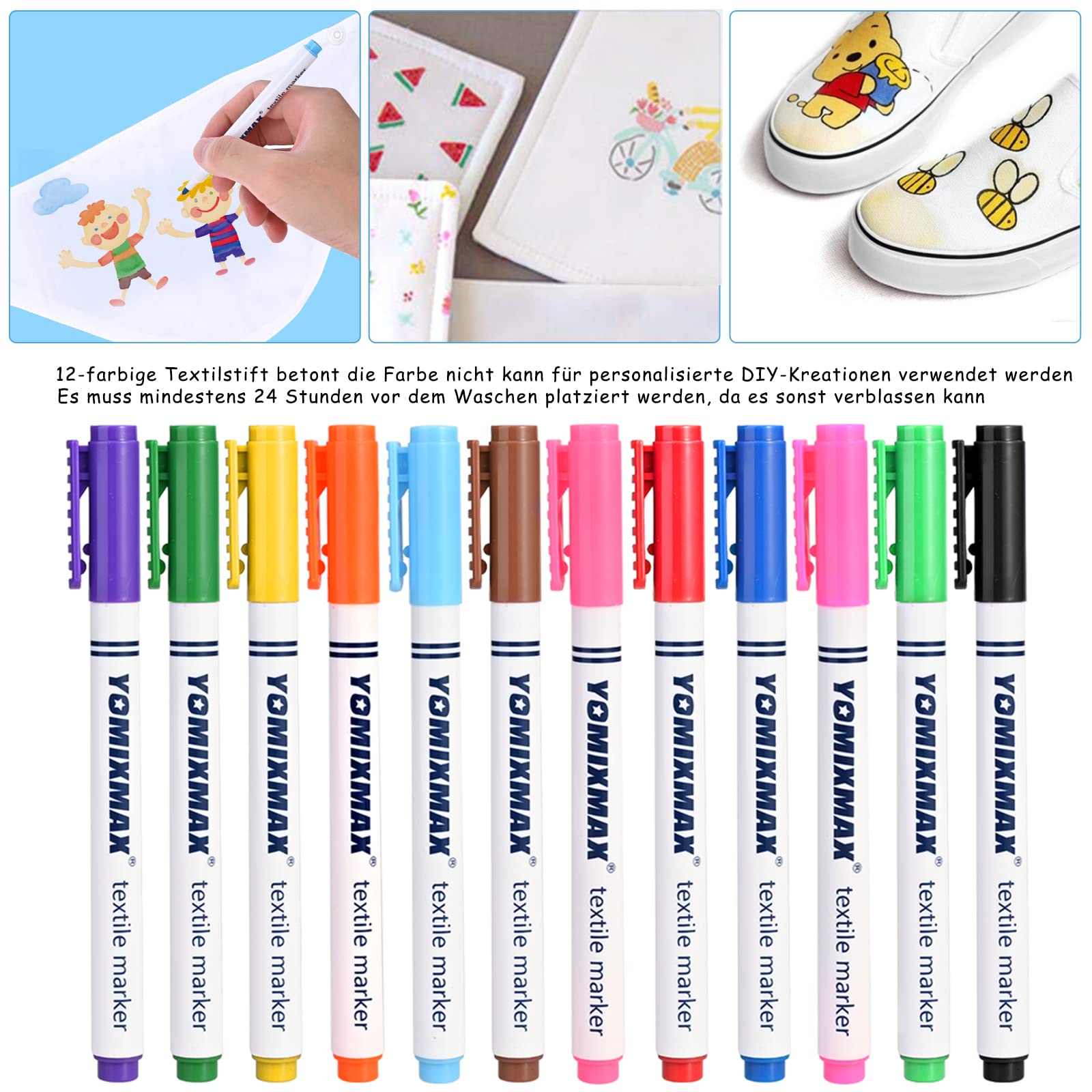 Faburo Baby Bibs for Painting - Pack of 10 Double-Sided Cotton Bibs with 1 Bottle Opener and 12 Textile Pens for Baby Shower - Image 4