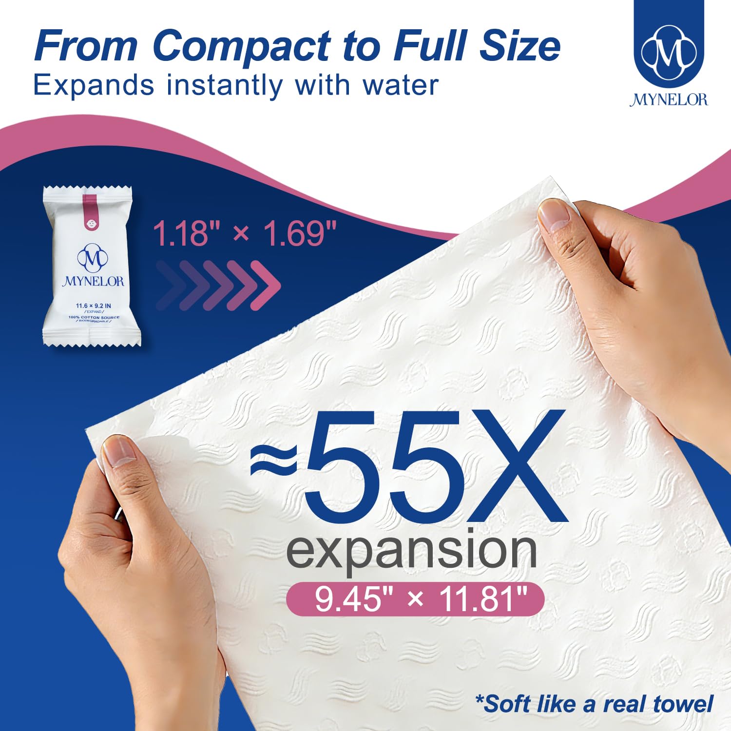 Disposable Face Towels, 60 Count, Pure Cotton Compressed Towels image 3
