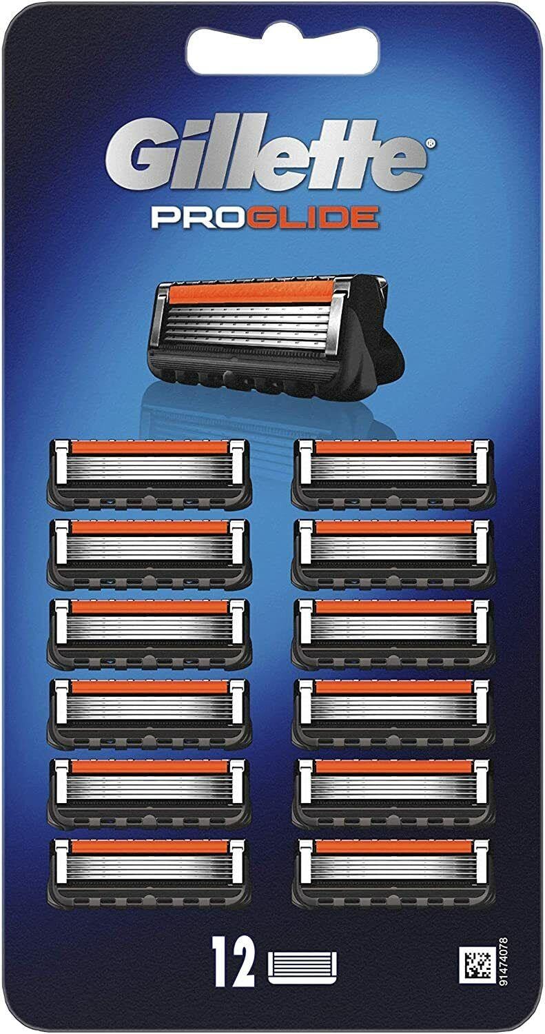 Gillette ProGlide Rasierklingen Men 12 Stück Rasierklingen-Nachfüller mit Präzisionstrimmer, 5 Anti-Reibungs-Klingen