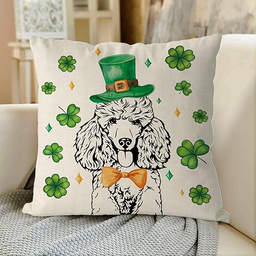 Miniatura 8 de GAGEC Fundas de almohada del Día de San Patricio de 18 x 18 pulgadas, funda de almohada de Boston Terrier para perro, sala de estar, sofá,