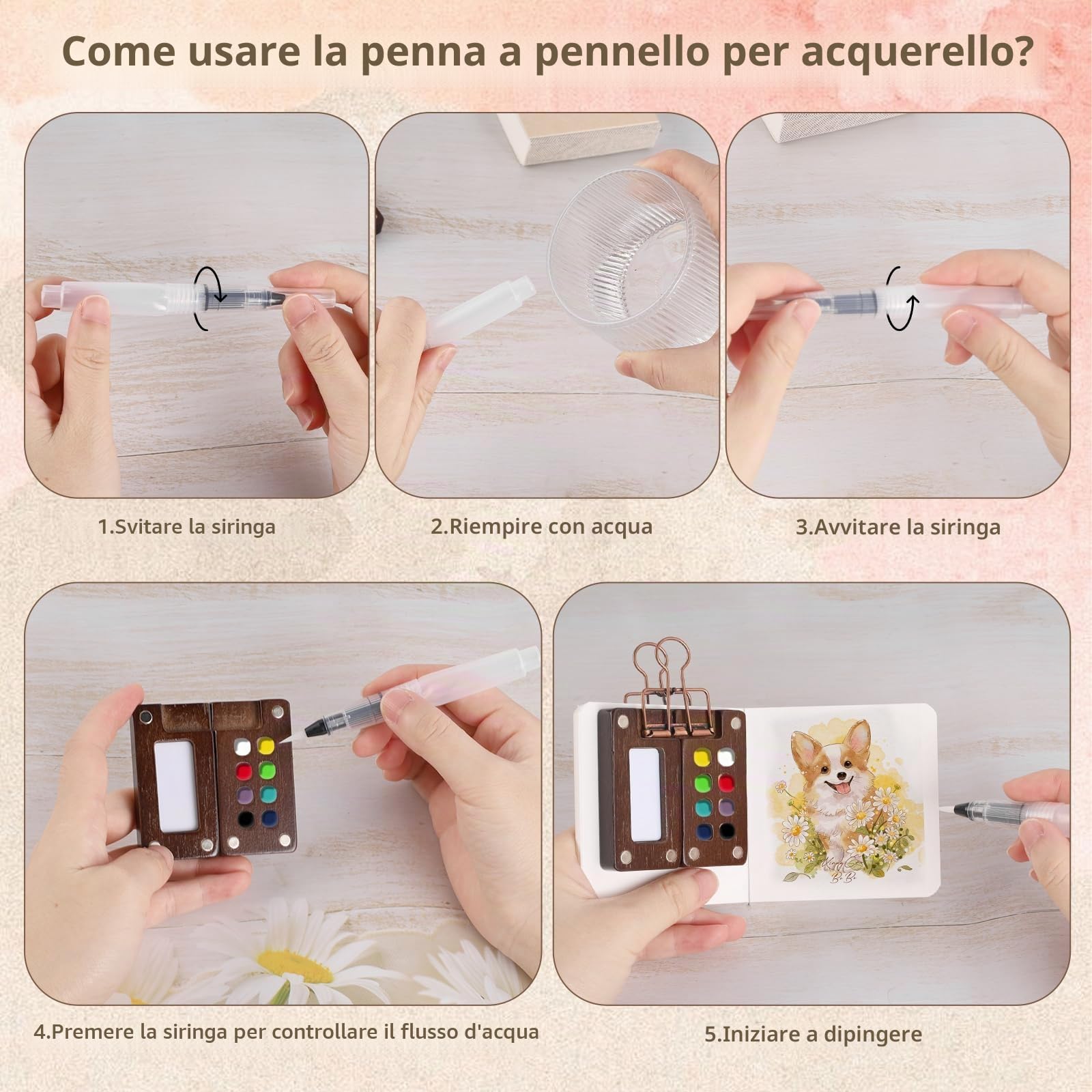 Mini Tavole Per Acquerelli: Tavolozza Portatile Da Disegno Tavolozza Per Acquerelli Da Viaggio - Set Da Viaggio Ad Acquerello Con 8 Scomparti, Quaderno Di Schizzi, Taccuino Dipinto
