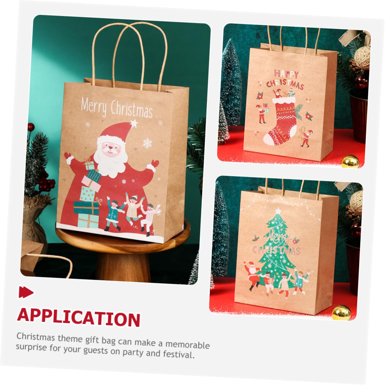 Hoement 25pezzi Bors Carta Natalizie Sacchetti Con Manici Per Caramelle Snack e Piccoli Regali Design Festivo Con Motivi Di Natale Materiale Sicuro Qualità