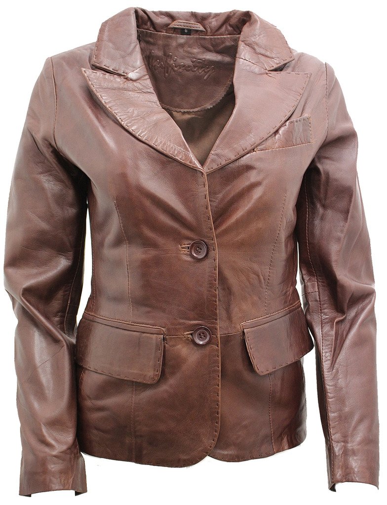 Infinity Leather Women's Brown Casual Leather Blazer Jacket 20