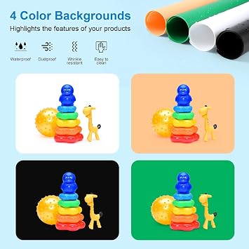 Portable Photo Studio Light Box, Photo Light Box, 16x16x16 Professional Dimmable Shooting Tent Kit with CRI >97 150 LED Lights 5700k 3600lm 4 Backdrops for Small Product Photography