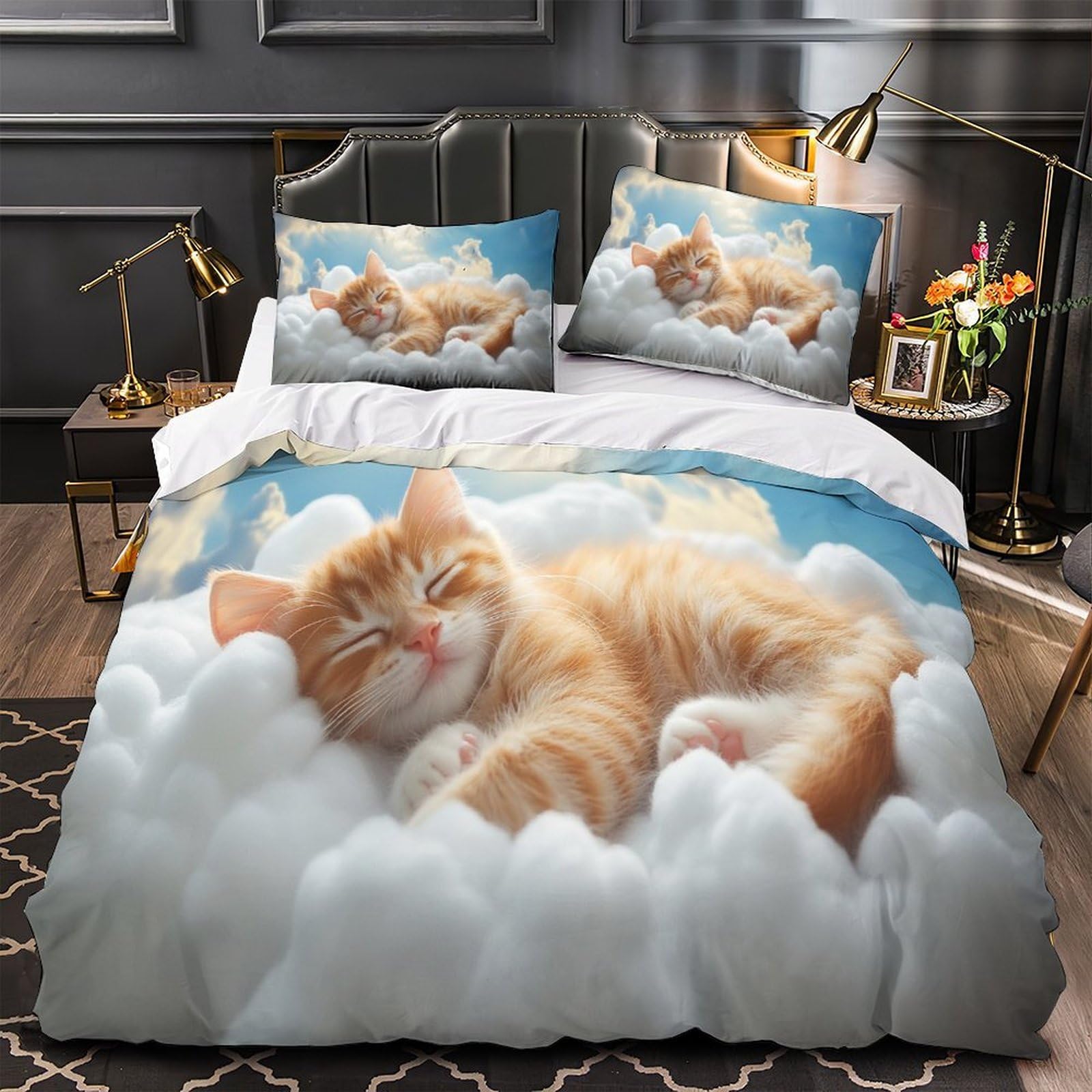 Drap de couette chaton mignon 3D pour une chambre parentale cosy