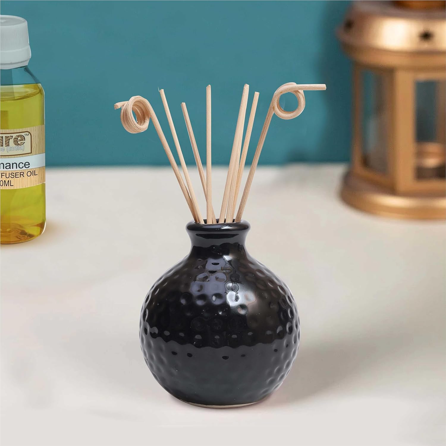Pure Source India Reed Diffuser Empty Ceramic Pot and 8 Pcs Reed Sticks ...