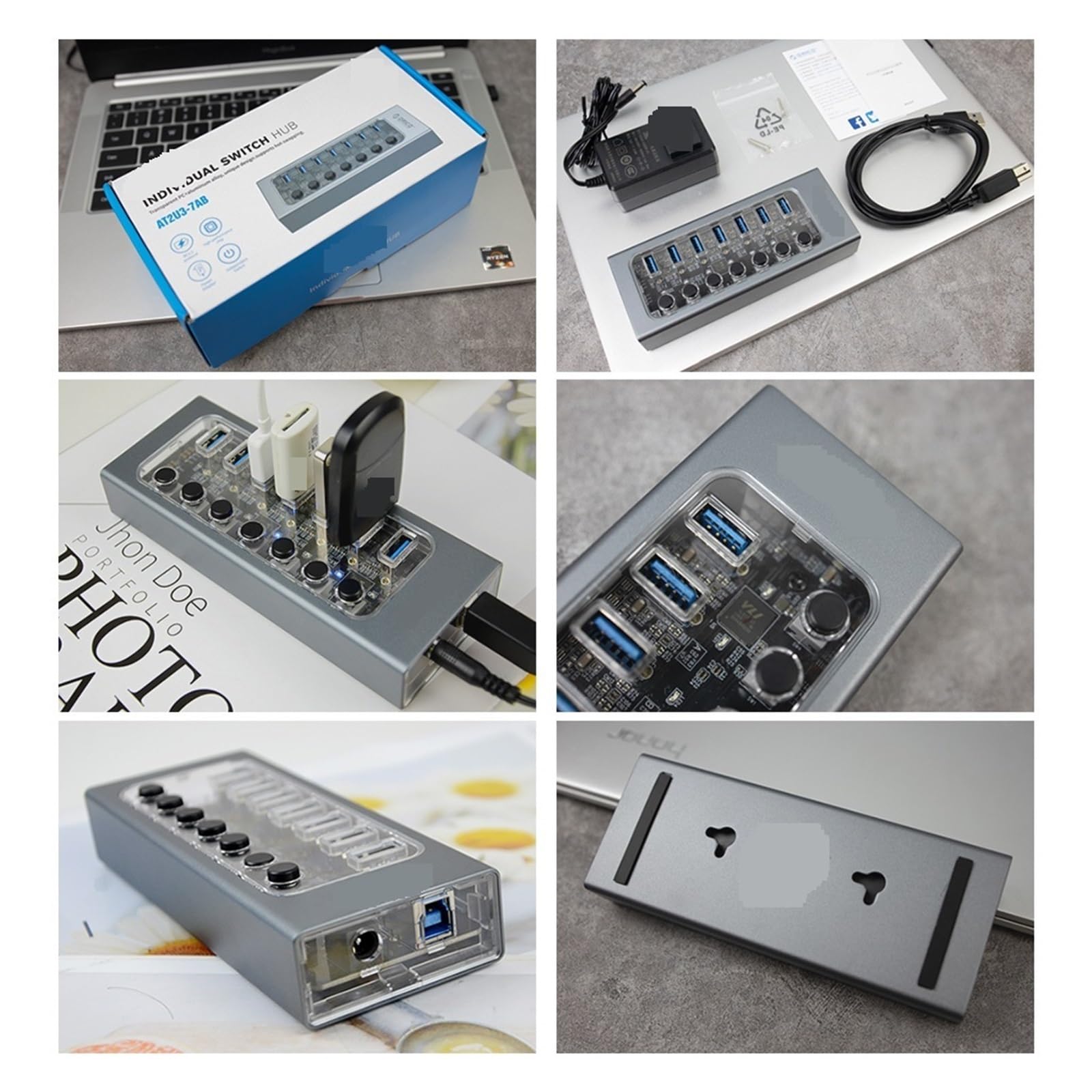 Industriale 7/10/13/16 Porte USB 3.0 Hub Espansione Multipla Splitter For Prese On/Off Interruttore A Chiave Dock Caricatore Adattatore Di Alimentazione Capacità Di Ricarica Rapida(16 USB)