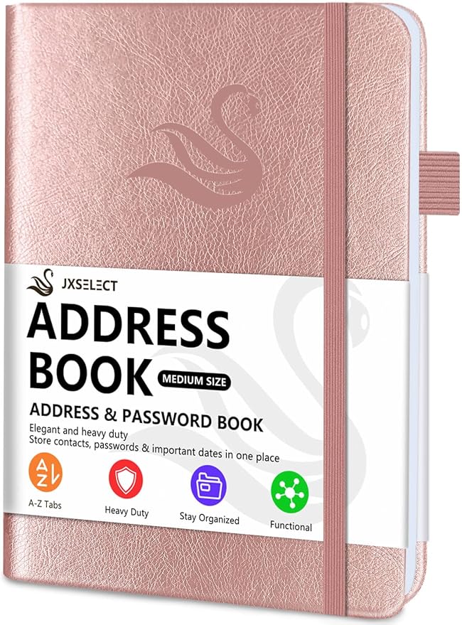Amazon.co.jp JXSELECT エレガントなアドレス帳 アルファベットタブ付き ハードカバー アドレスログブック&パスワード
