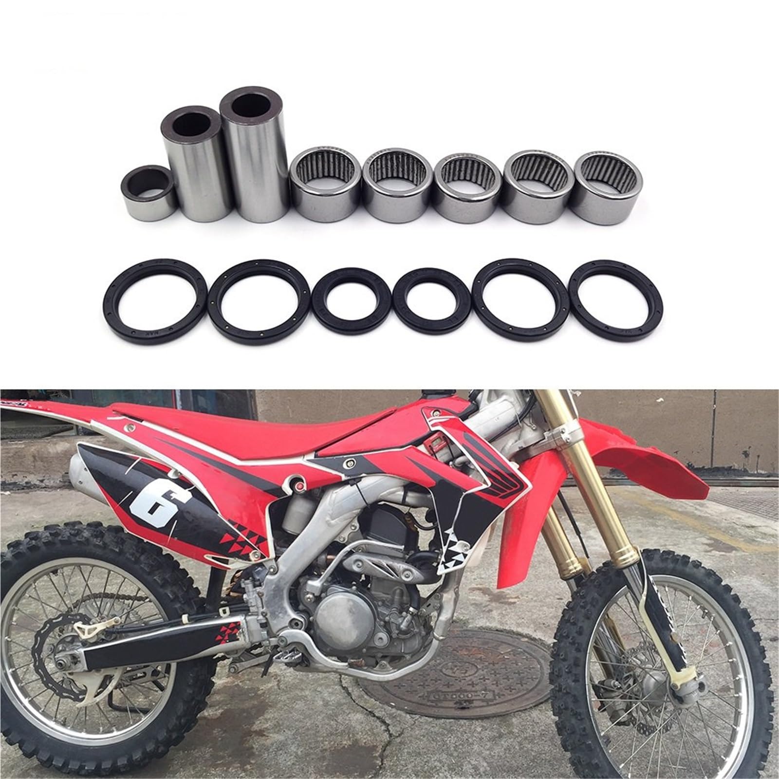 Wahacz motocyklowy Pasuje Do CRF250R CRF450R Akcesoria Motocyklowe Motocross Zestaw Konserwacyjny Wahacza Singarm Części Łożyska Uszczelka Olejowa Tuleja(Bushing)