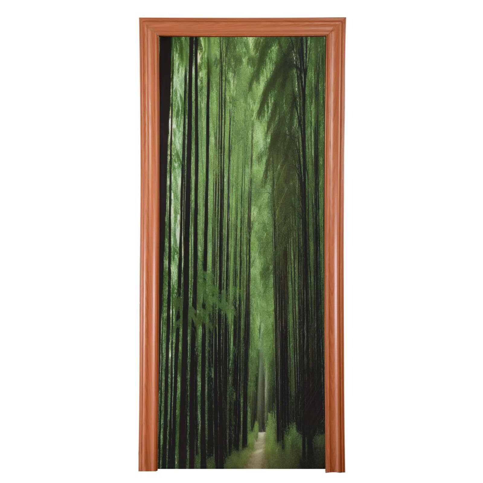 FLildon Green Forest Path Door Cover Decoration, Party Accessory Porch Decor for Festive Ornament Room Door Covers 32 x 79 Inch