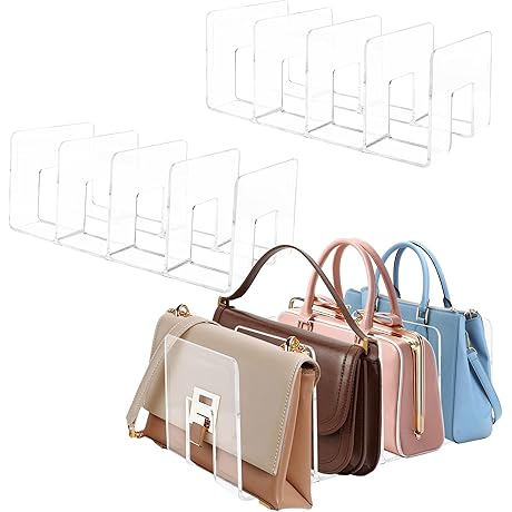 Crystal Clear Purse Organizer for Closet - Set of 3 - for Effortless Handbag Accessibility